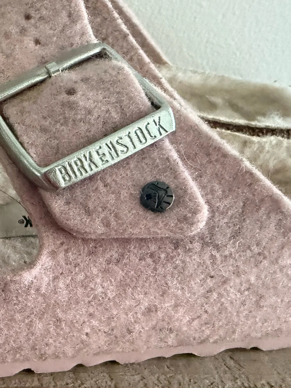Birkenstock Pink Shearling Two-Strap Sandals